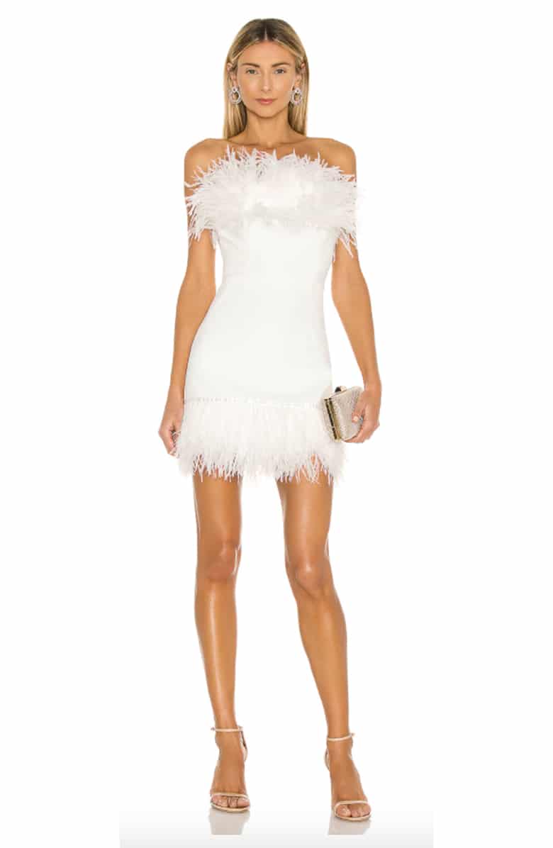 White Feather Strapless Dress