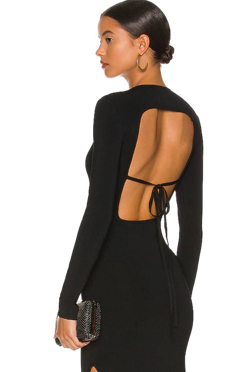 Long Sleeved Black Midi Dress