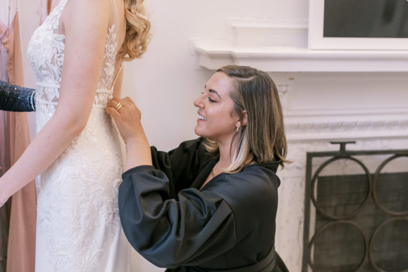 Wedding Planner bustling bride's dress