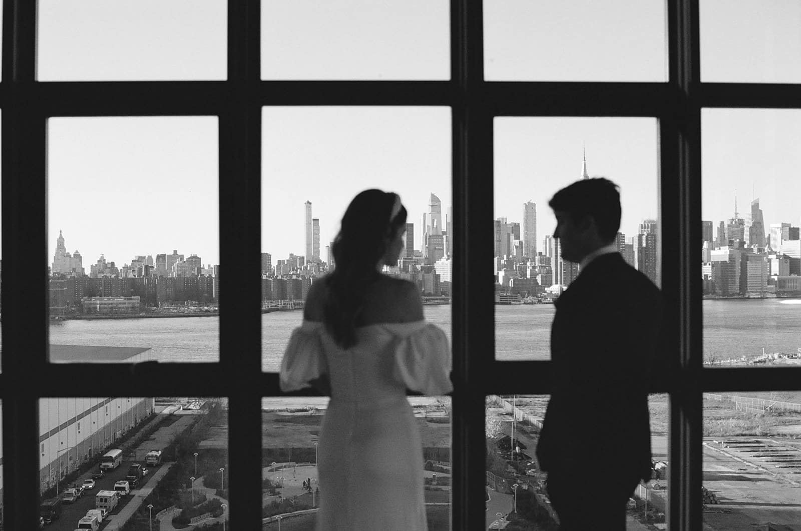 brooklyn new york wedding black and white couple photo