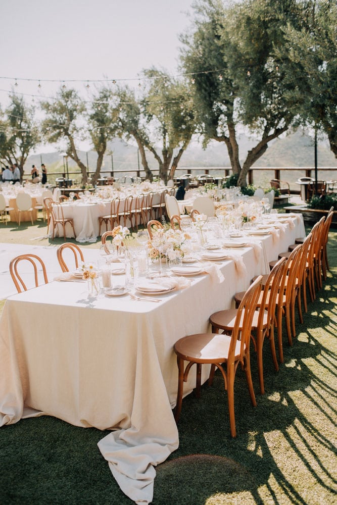 wedding reception table decor design malibu wedding cielo farms california wedding planning