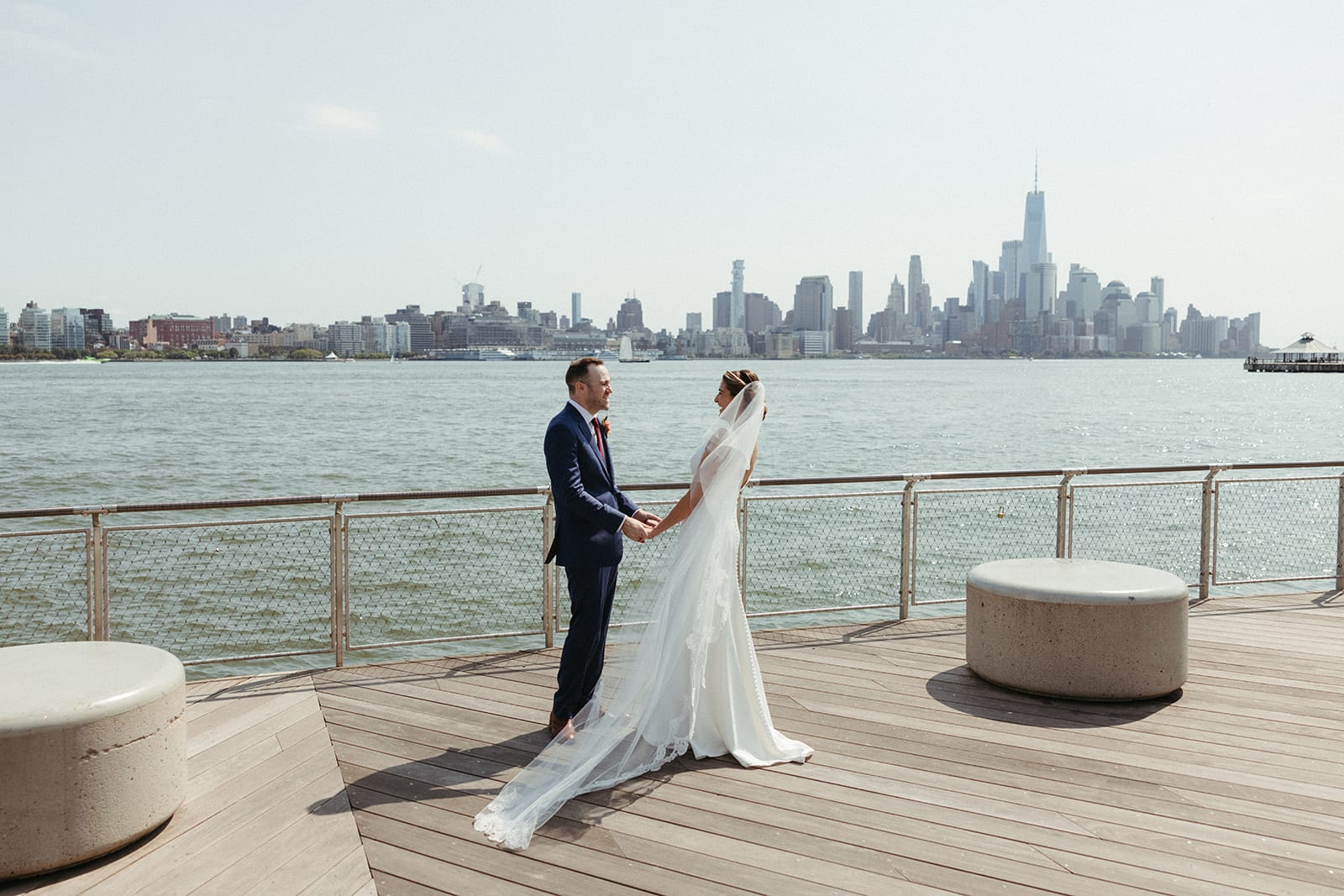 hoboken wedding views of new york city first look portraits